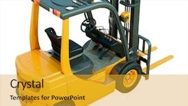  Presentation with forklift - Presentation theme with transport operations - modern forklift truck isolated background and a gold colored foreground