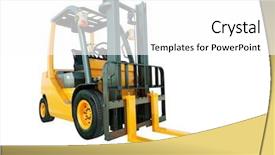  Presentation with forklift - Colorful PPT theme enhanced with transport operations - modern forklift truck isolated backdrop and a white colored foreground