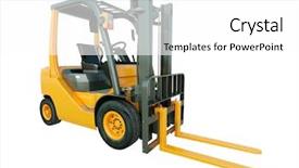  Presentation with forklift - Colorful presentation enhanced with transport operations - modern forklift truck isolated backdrop and a white colored foreground