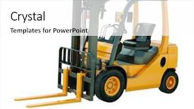  Presentation with forklift - Cool new presentation design with transport operations - modern forklift truck isolated backdrop and a white colored foreground