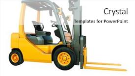  Presentation with forklift - Beautiful presentation theme featuring transport operations - modern forklift truck isolated backdrop and a white colored foreground