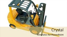  Presentation with forklift - Presentation with transport operations - modern forklift truck isolated background and a yellow colored foreground