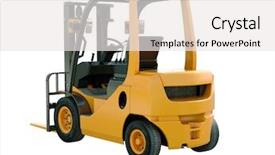  Presentation with forklift - Presentation theme featuring transport operations - modern forklift truck isolated background and a white colored foreground