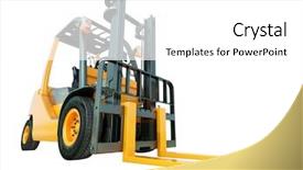  Presentation with forklift - Cool new presentation theme with transport operations - modern forklift truck isolated backdrop and a white colored foreground