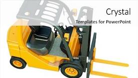  Presentation with forklift - Presentation enhanced with close up of grunge puzzle background and a coral colored foreground