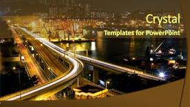  Presentation with port - Presentation theme enhanced with transport operations - overpass at night background and a tawny brown colored foreground