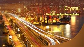  Presentation with port - Theme with transport operations - overpass at night background and a tawny brown colored foreground