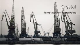  Presentation with seaport - Cool new PPT theme with transport operations - shipment pier stage backdrop and a  colored foreground