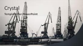  Presentation with seaport - Colorful slide deck enhanced with transport operations - shipment pier stage backdrop and a  colored foreground