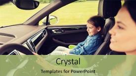  Presentation with road trip - Presentation theme consisting of transport road trip and people background and a mint green colored foreground