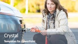  Presentation with rope - Cool new PPT layouts with transport roadside assistance - beautiful woman assembling rope backdrop and a ocean colored foreground