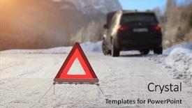  Presentation with roadside - Audience pleasing slide deck consisting of transport roadside assistance - car with a breakdown backdrop and a light gray colored foreground