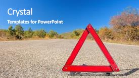  Presentation with triangle - Beautiful presentation design featuring transport roadside assistance - one red warning triangle backdrop and a teal colored foreground