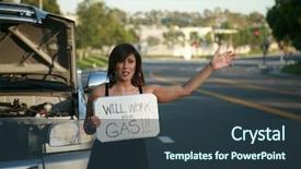  Presentation with black woman at gas station - Cool new presentation with transport roadside assistance - young woman holds a will backdrop and a  colored foreground
