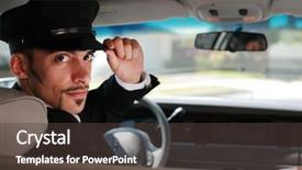  Presentation with car service - PPT theme with transport service - portrait of a handsome male background and a tawny brown colored foreground