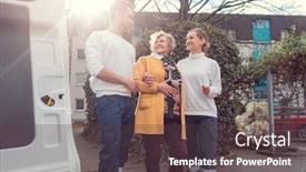  Presentation with elderly - Audience pleasing PPT theme consisting of transport-service-for-the-elderly backdrop and a tawny brown colored foreground