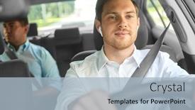  Presentation with taxi - Presentation design with wireless earphones or hands free background and a light blue colored foreground