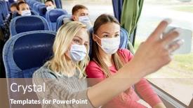  Presentation with medical tourism - Amazing PPT theme having transport-tourism-road-trip backdrop and a coral colored foreground