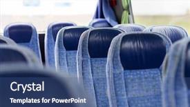  Presentation with road bus - PPT theme having transport tourism road trip and equipment concept - travel bus interior and seats background and a ocean colored foreground