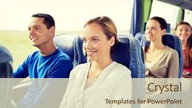  Presentation with road bus - Cool new presentation with transport tourism road trip backdrop and a soft green colored foreground