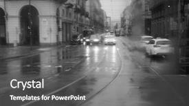  Presentation with public transport - Cool new slide deck with transport traffic in a rainy backdrop and a gray colored foreground