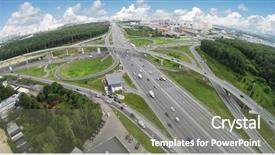  Presentation with flyover - Amazing slide set having transport traffic on novorizhskaja flyover backdrop and a gray colored foreground