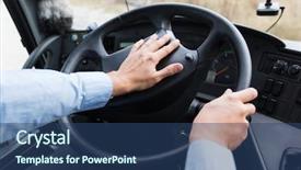  Presentation with bus transportation - PPT layouts enhanced with honk - transport transportation tourism road trip background and a ocean colored foreground