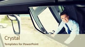  Presentation with people reflection - Colorful PPT theme enhanced with transport transportation tourism road trip backdrop and a cream colored foreground