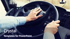  Presentation with transport transportation tourism road trip - PPT theme consisting of honk - transport transportation tourism road trip background and a navy blue colored foreground