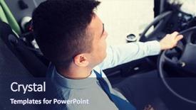  Presentation with transport transportation tourism road trip - Audience pleasing PPT theme consisting of transport transportation tourism road trip and people concept - close up of bus driver steering wheel and driving passenger bus backdrop and a navy blue colored foreground