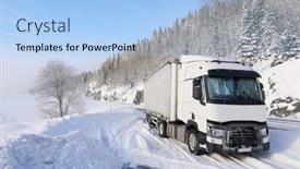  Presentation with stuck - PPT theme enhanced with transport-truck-stuck background and a light blue colored foreground