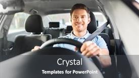  Presentation with vehicle - Slide set with automobile - transport vehicle and people concept background and a dark gray colored foreground