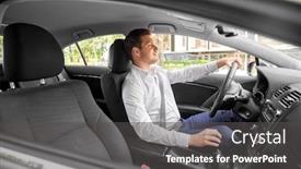  Presentation with vehicle - Amazing presentation design having transport vehicle and people concept - man or driver driving car in summer backdrop and a dark gray colored foreground