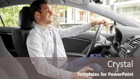  Presentation with vehicle - Amazing presentation having transport vehicle and people concept - smiling man or driver driving car in summer backdrop and a gray colored foreground
