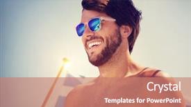  Presentation with blue water - Presentation theme featuring transport with the greek flag background and a coral colored foreground