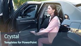  Presentation with luxury car - Audience pleasing PPT theme consisting of transportation - businesswoman in luxury car backdrop and a ocean colored foreground