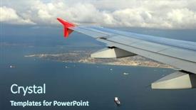  Presentation with cargo transportation - Beautiful slides featuring transportation - cargo ships under wing backdrop and a ocean colored foreground