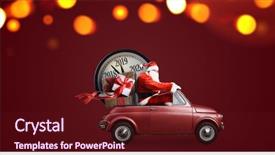  Presentation with clock countdown - Cool new PPT theme with transportation - christmas countdown arriving santa claus backdrop and a tawny brown colored foreground