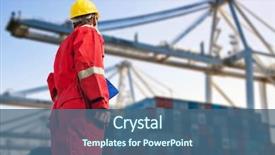  Presentation with container ship - Slide deck featuring transportation - conceptual image of international logistics background and a ocean colored foreground