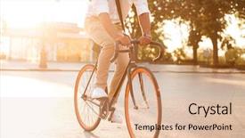  Presentation with bicycle - Colorful slide deck enhanced with transportation - cropped picture of handsome young backdrop and a lemonade colored foreground