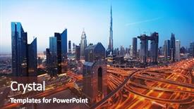  Presentation with dubai - PPT theme with transportation - dubai sunset panoramic view background and a tawny brown colored foreground