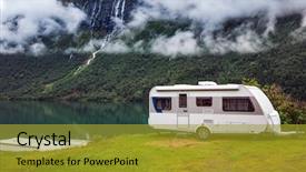  Presentation with transportation family - Theme featuring transportation - family vacation travel rv holiday background and a gold colored foreground