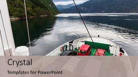  Presentation with norway - Slide deck consisting of transportation - ferry that transports cars fjord background and a light gray colored foreground
