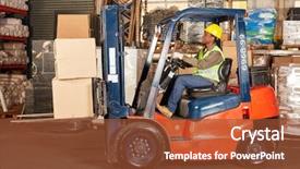  Presentation with forklift - Beautiful slide set featuring transportation - forklift driver transports cargo backdrop and a red colored foreground
