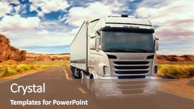  Presentation with freight transportation - PPT theme consisting of transportation - freight truck on road background and a tawny brown colored foreground