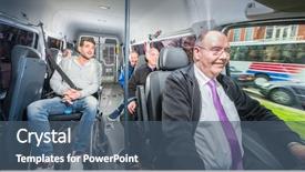  Presentation with disabled person - Theme with transportation - group of people traveling background and a ocean colored foreground