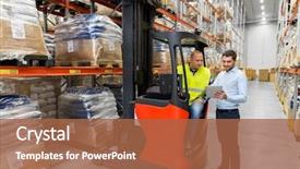  Presentation with forklift - Audience pleasing slide deck consisting of transportation - logistic business technology and people backdrop and a red colored foreground