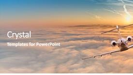  Presentation with private jet - PPT theme with transportation - panorama view of private jet background and a coral colored foreground