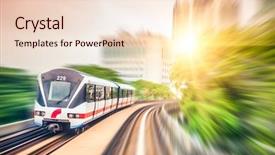  Presentation with transportation train - Audience pleasing slide deck consisting of transportation - sky train through the city backdrop and a lemonade colored foreground