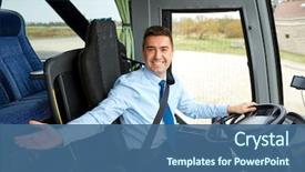  Presentation with road bus - Colorful PPT layouts enhanced with transportation - transport tourism road trip gesture backdrop and a ocean colored foreground